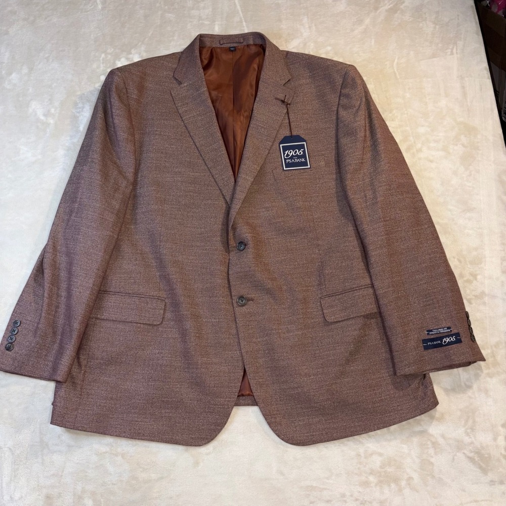 Jos. A. Bank 1905 Tailored Fit Stretch Sport Coat 52R Brown Herringbone Blazer